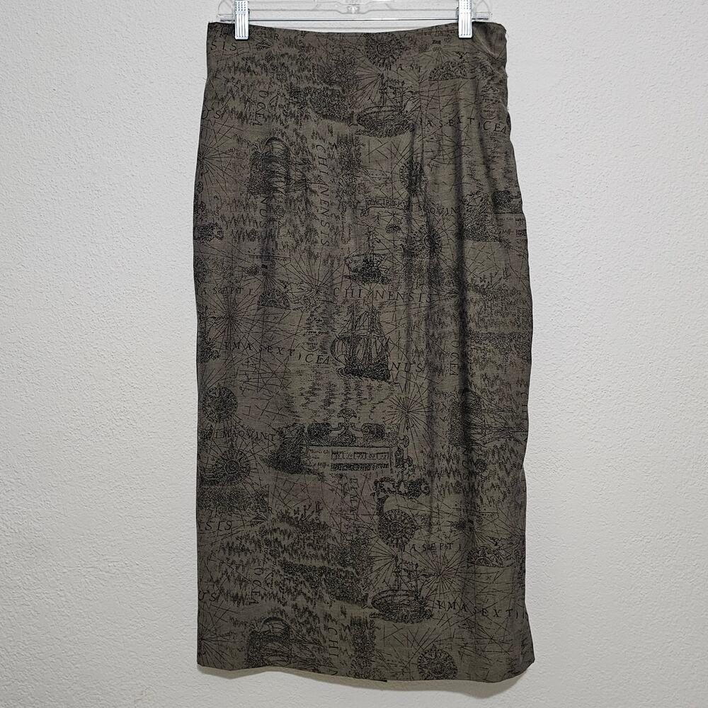 The Legend House of Fashion Vintage Brown Compass Skirt cartography maritime